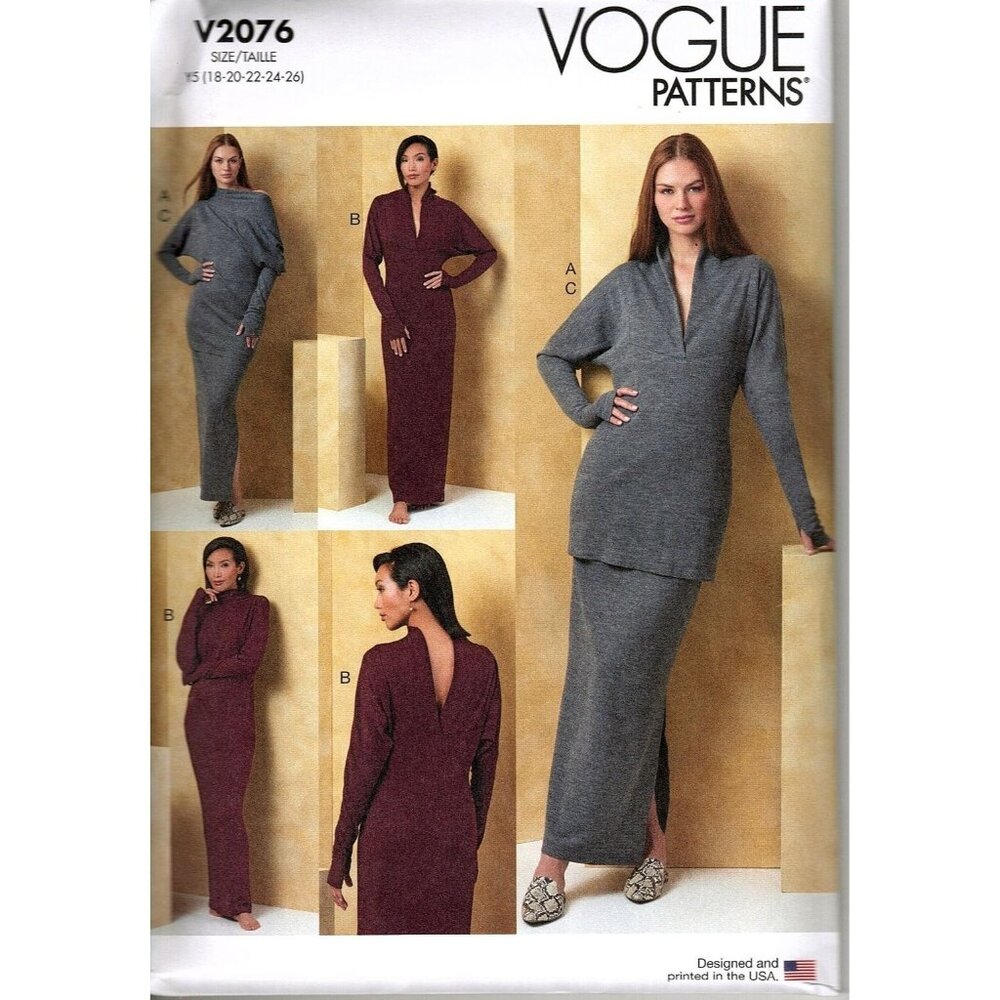 Vogue V2076 Misses 18 to 26 Reversible Dress, Skirt and Top Uncut Sewing Pattern